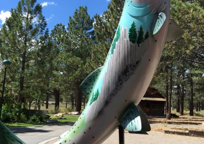 fish sculpture at Mammoth ranger station