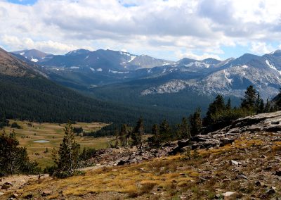 Looking down into Dana Meadows from the top of Gaylor pass