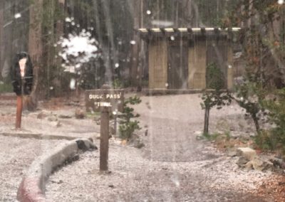 Afternoon rain turns to heavy hail at the Coldwater Creek Campground