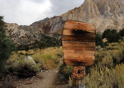 Inlet of Convict Lake leads to lake trails in the mountains above