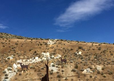 Metal deer wander the hills near Reno