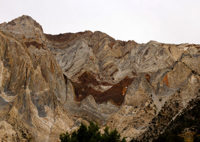 Colorful mountains surrounding Convict Lake