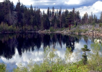 Afternoon rainclouds start to form over the Sherwin Lakes